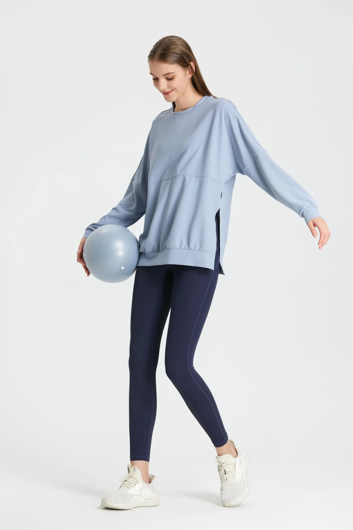 Waffle Knit Long Sleeve Sweatshirt