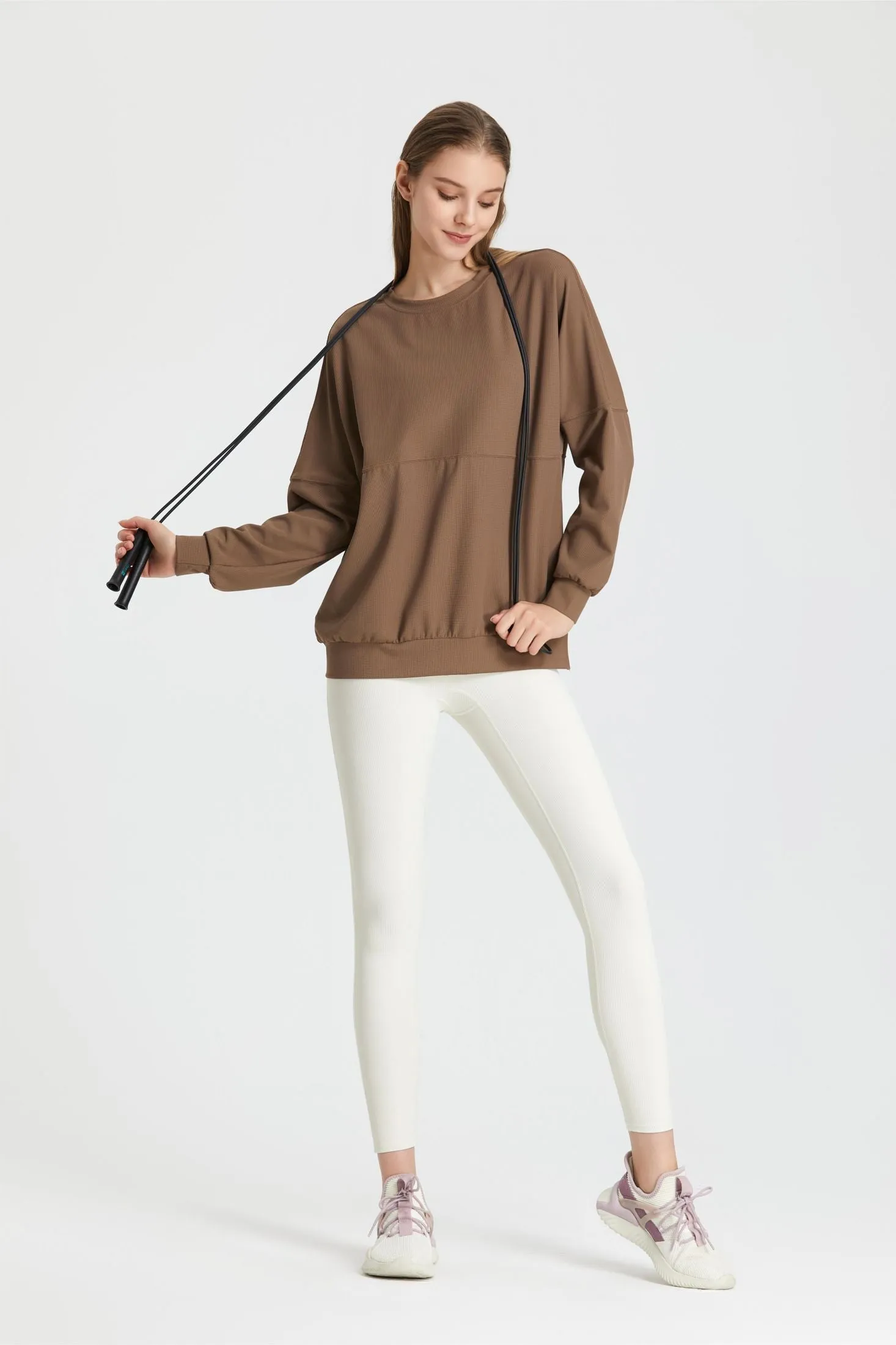 Waffle Knit Long Sleeve Sweatshirt