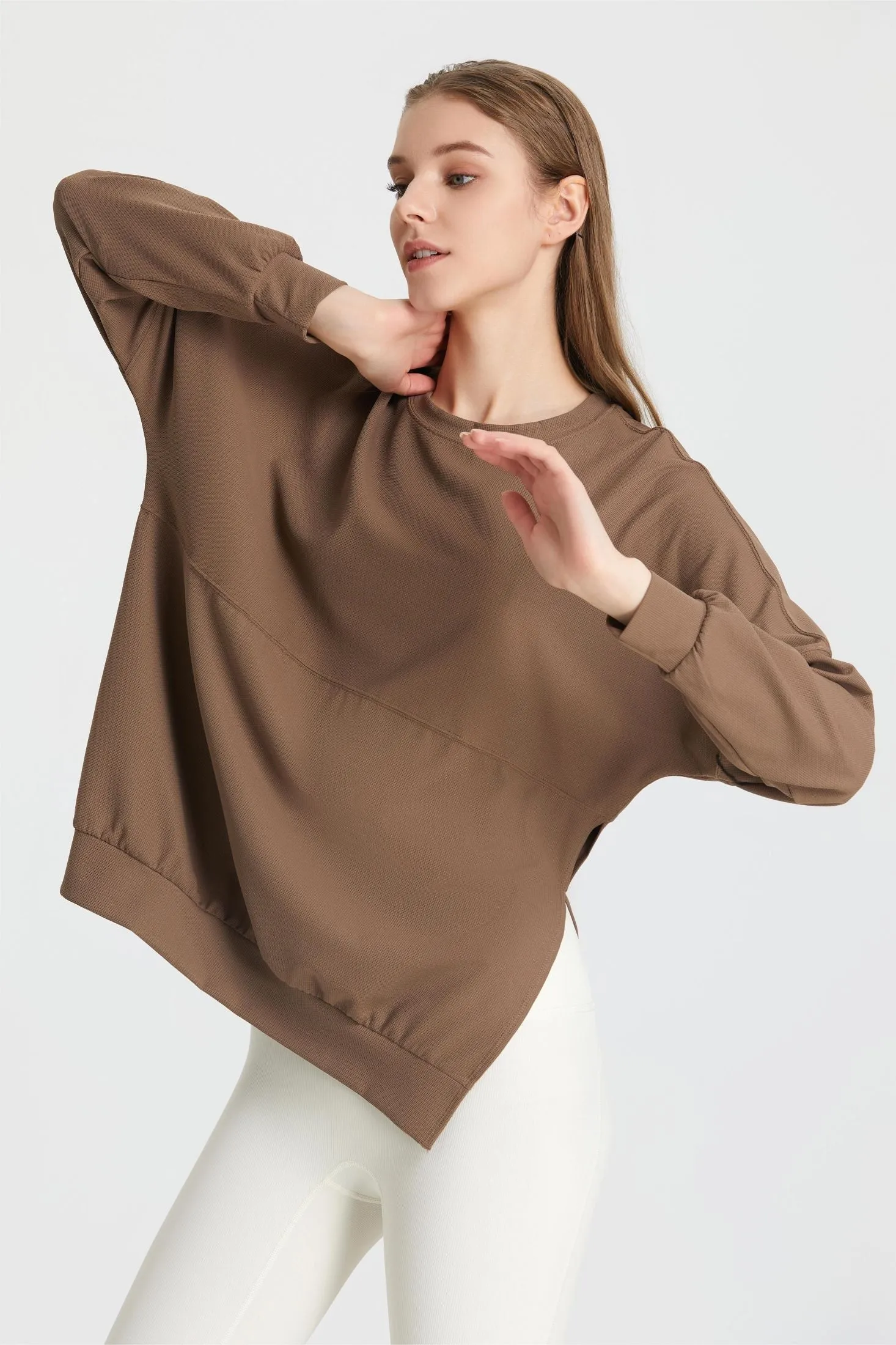 Waffle Knit Long Sleeve Sweatshirt