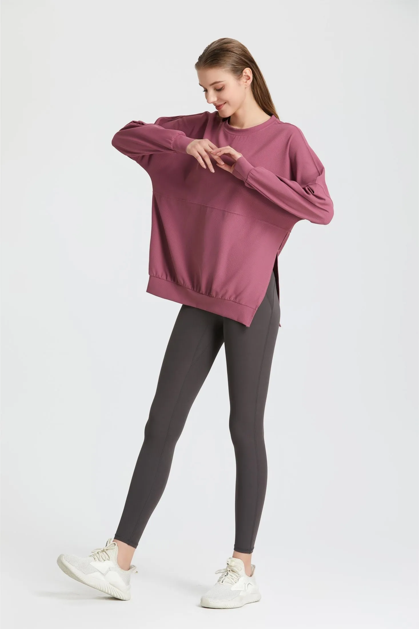 Waffle Knit Long Sleeve Sweatshirt