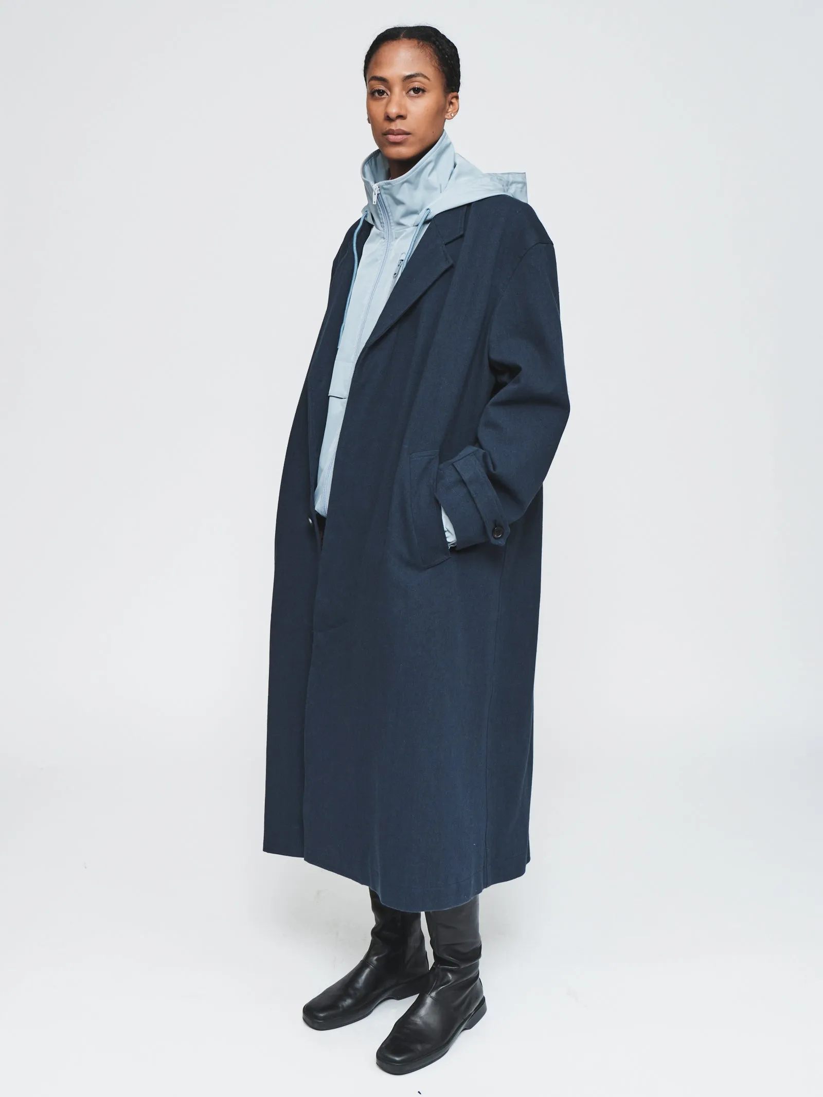 Washed Overcoat in Navy