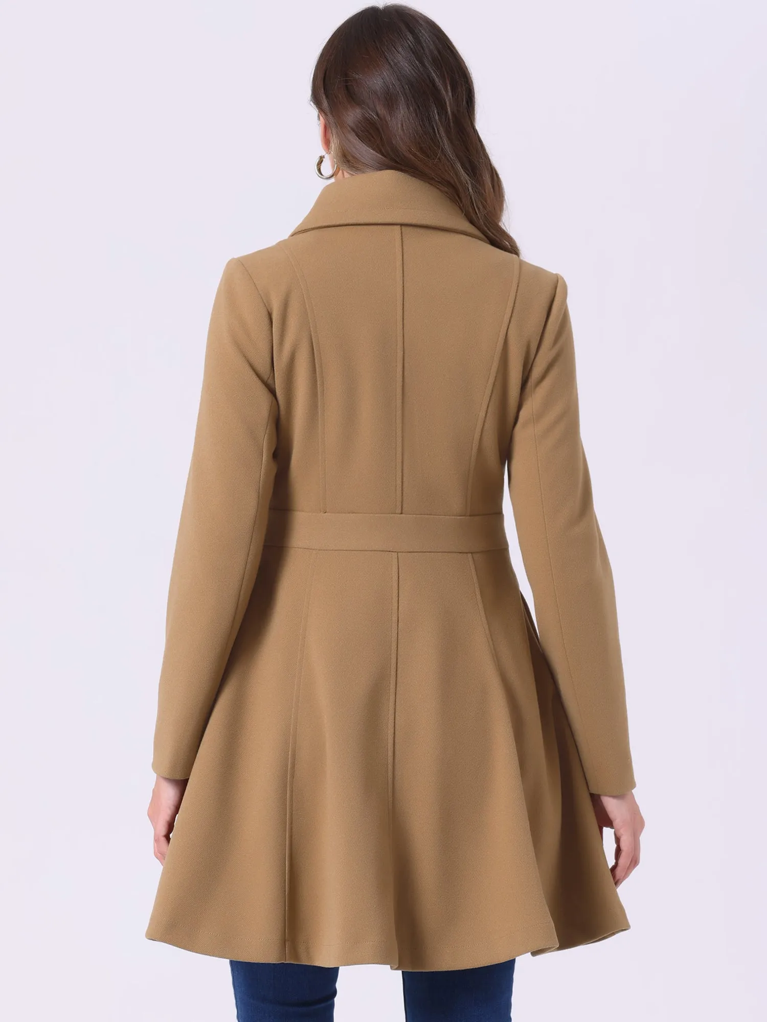 Winter Long Lapel Collar Contrast Double Breast Coat