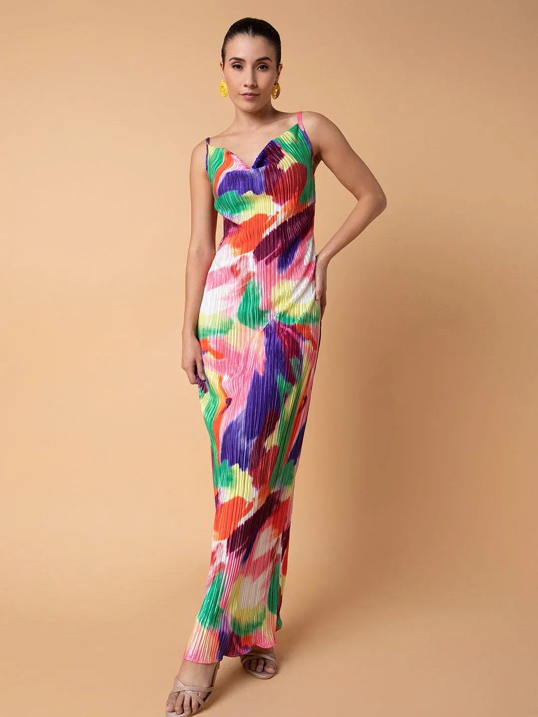 Women Maxi Abstract Multi Bodycon Dress