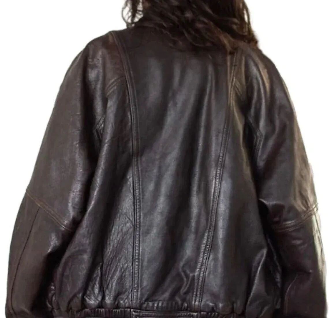 Women's Handmade Oversized Real Leather Vintage Brown Bomber Jacket