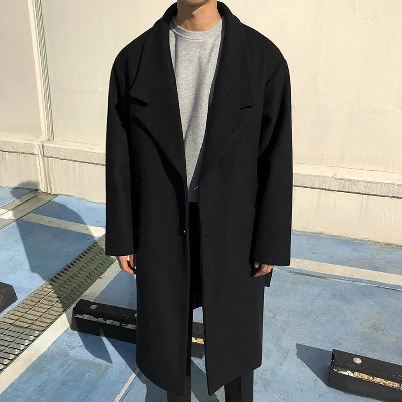 xiangtuibao - Woolen Trench Coat - Mid length Long overcoat