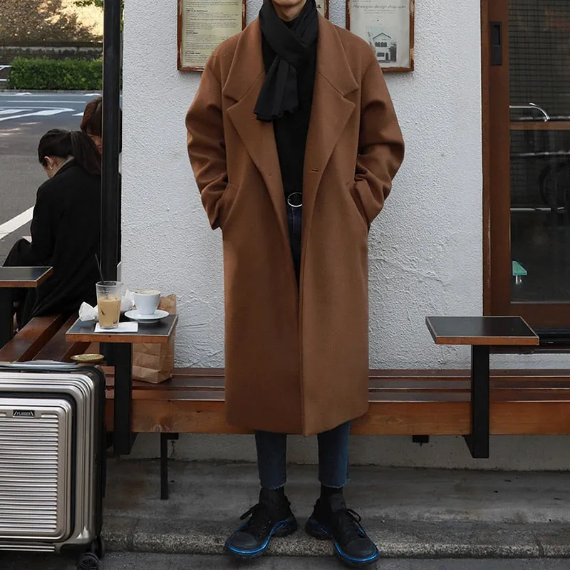 xiangtuibao - Woolen Trench Coat - Mid length Long overcoat