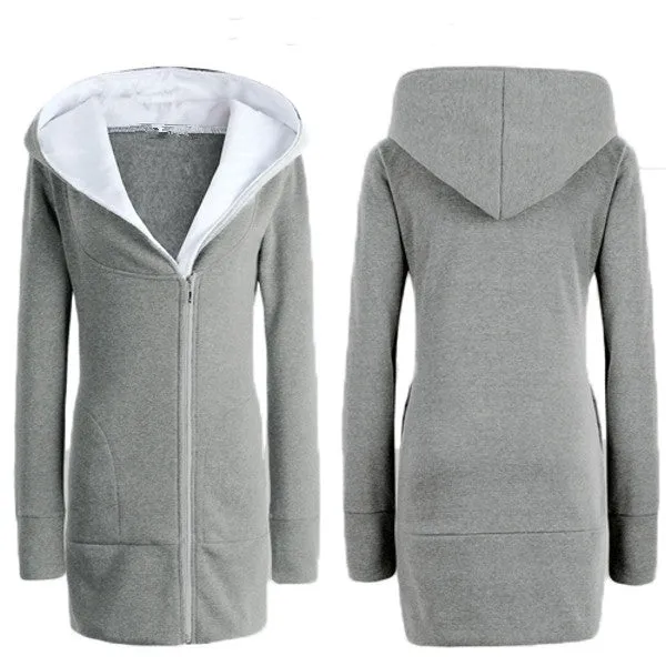 ZANZEA Womens Hoodies Overcoat Winter Autumn cotton long Coat Zip Up Outerwear Female Hoode