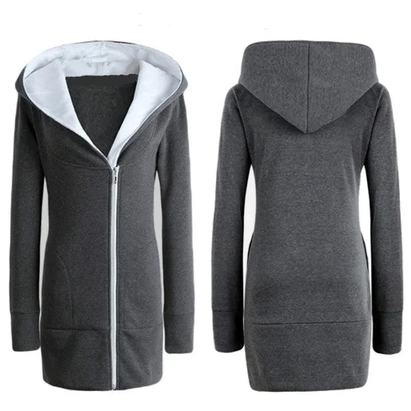 ZANZEA Womens Hoodies Overcoat Winter Autumn cotton long Coat Zip Up Outerwear Female Hoode